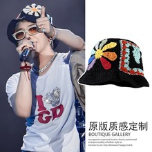 GD权志龙同款手工钩织雏菊笑脸渔夫帽子女早秋新款街头潮牌盆帽男