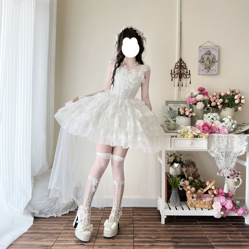 2025夏季新款日系可爱甜美Lolita芭蕾风花嫁jsk吊带连衣裙子软妹|undefined
