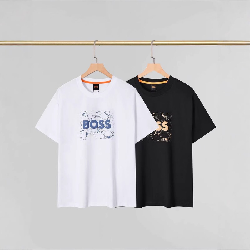 Loose Fit Men's Round Neck Short Sleeve T-Shirt, Trendy Brand Print, Casual and Stylish Cotton T-Shirt