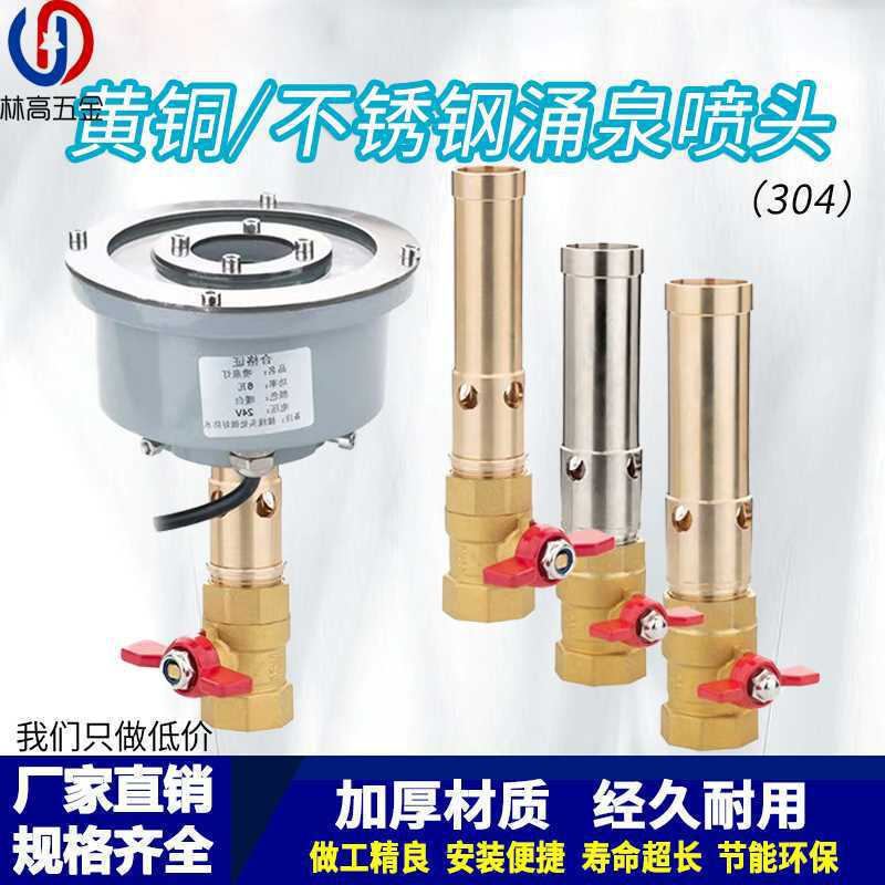 Brass/stainless steel fountain nozzle full set of Yongquan underwater lamp waterproof warm light colorful color changing lamp courtyard waterscape