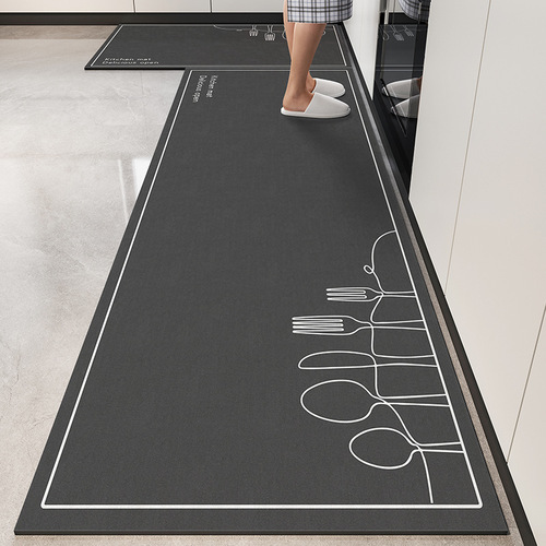 Household Kitchen Mat Oil-Proof Diatomaceous Earth Washable and Wash-Free Carpet Dustproof Waterproof Special Thick Anti-Slip Mat