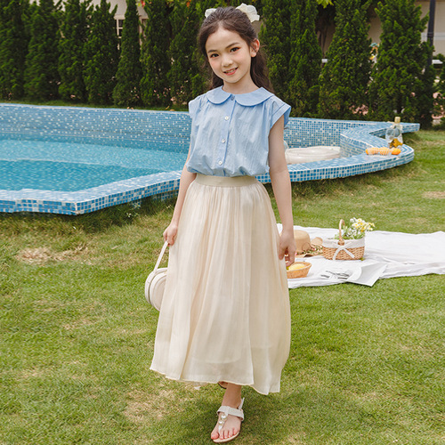 2023 summer island gauze skirt, elegant girls princess skirt suit, cute summer beach style skirt