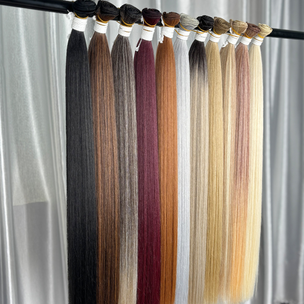 Europa, América y África transfronterizos Synthetic Straight Hair Bundle peluca recta extensión de cabello cortina