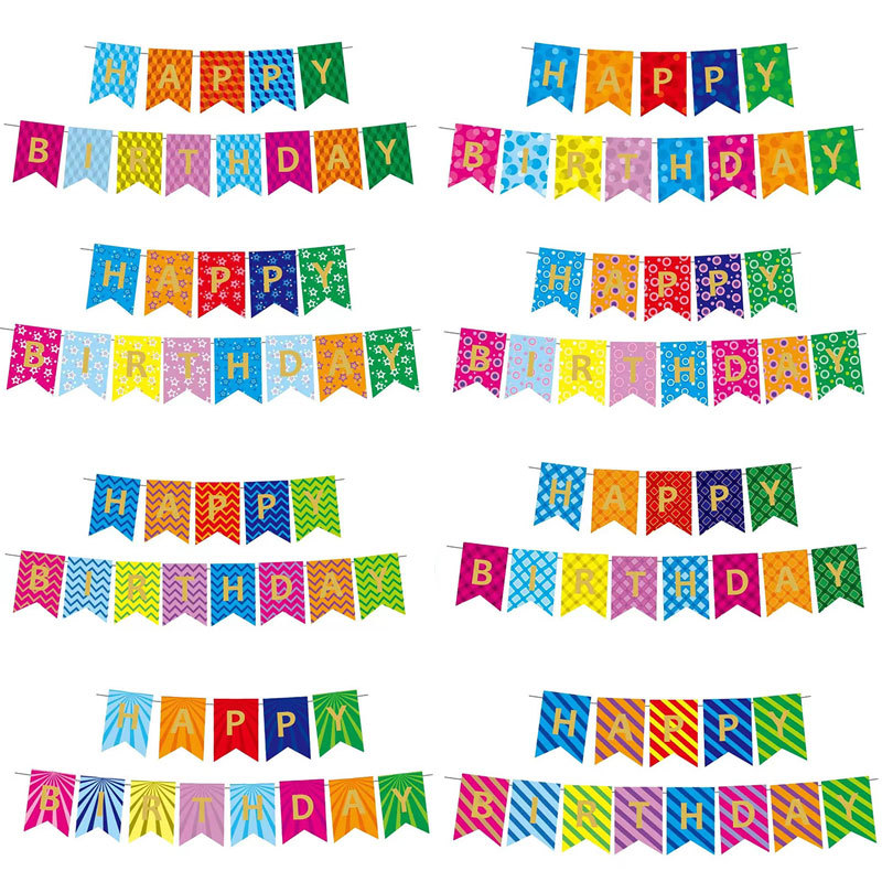 Nueva estrella Polka Dot FELIZ CUMPLEAÑOS Bandera de cola de pez