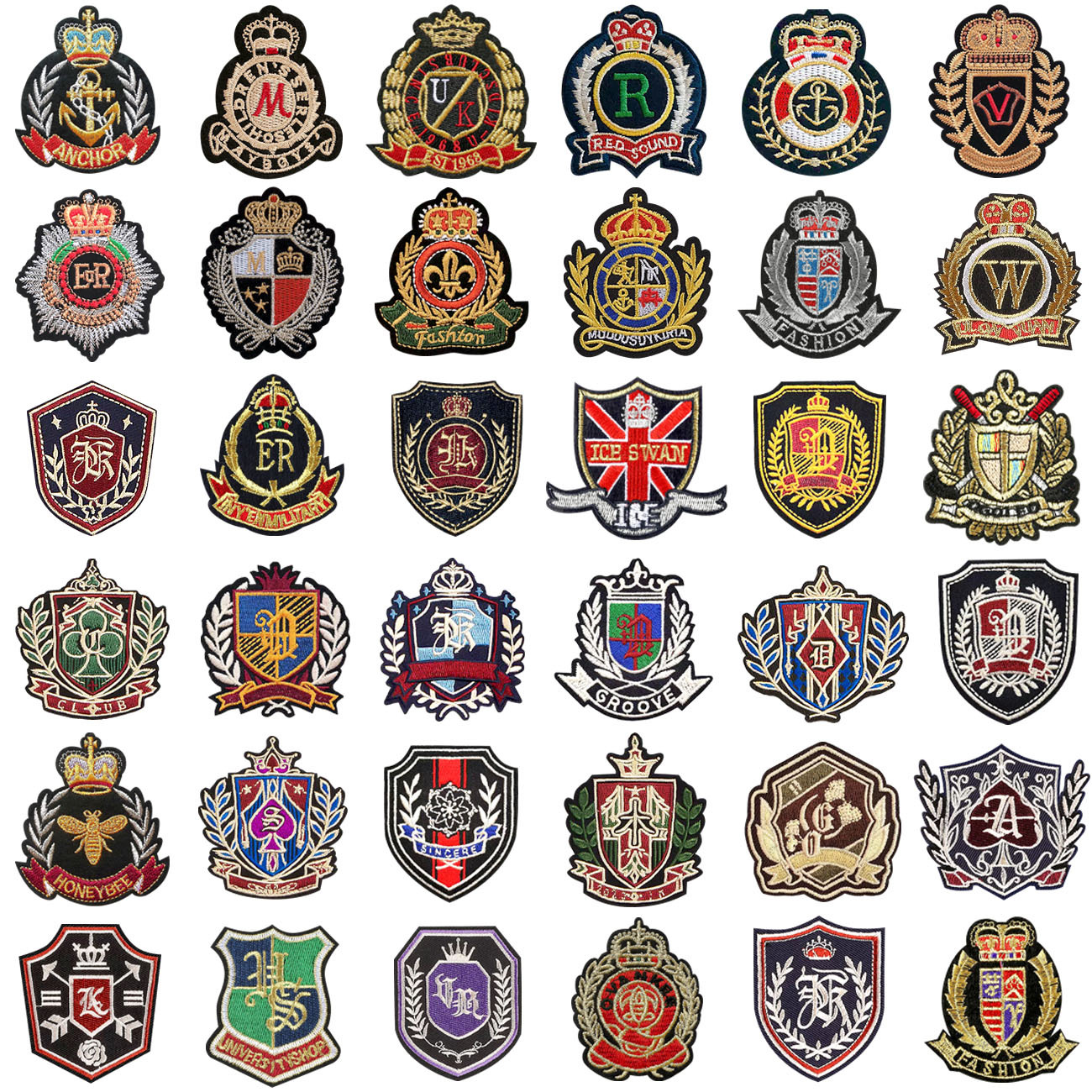 英伦风刺绣布贴校服徽章学院风贴标金银线刺绣标学生装毛衣装饰品