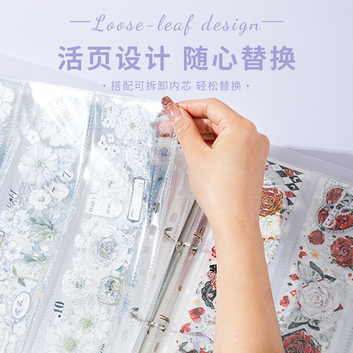 Loose-leaf pocket-style vertical-grid A4 three- or four-compartment, three-layer storage binder with large capacity—perfect for organizing washi tape, photo albums, and collectibles.