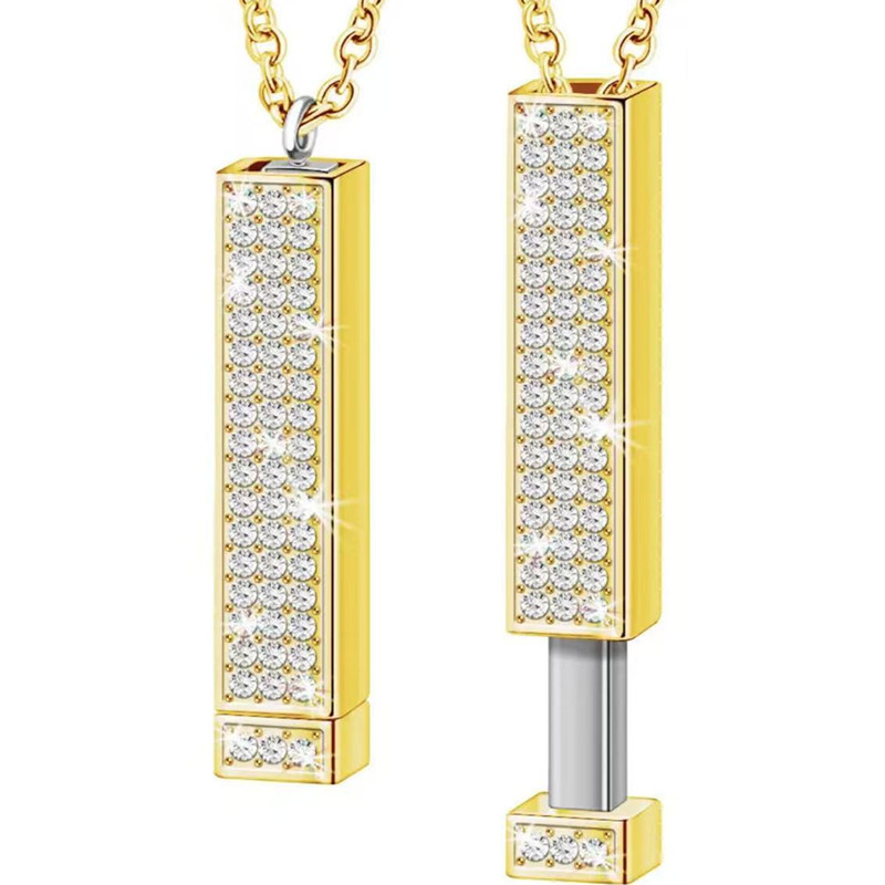 Expandable Three-Dimensional Bar Necklace for Women, Light Luxury Full Diamond Fashion Versatile Clavicle Chain, High-End Pendant Jewelry Neck Chain