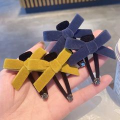 简约小蝴蝶结发夹韩版丝绒可爱公主头对夹发卡边夹刘海夹碎发夹子