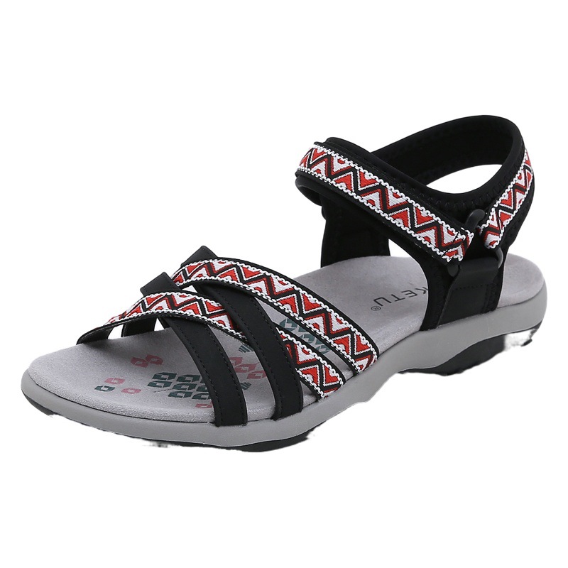 K6357-3 nuevas sandalias deportivas de primavera/verano 2025 para exportación con velcro estampado, talla grande, zapatos de mujer, dropshipping