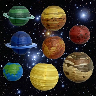 批发空间主题太阳系行星灯笼生日派对装饰挂灯创意星空纸灯笼装饰