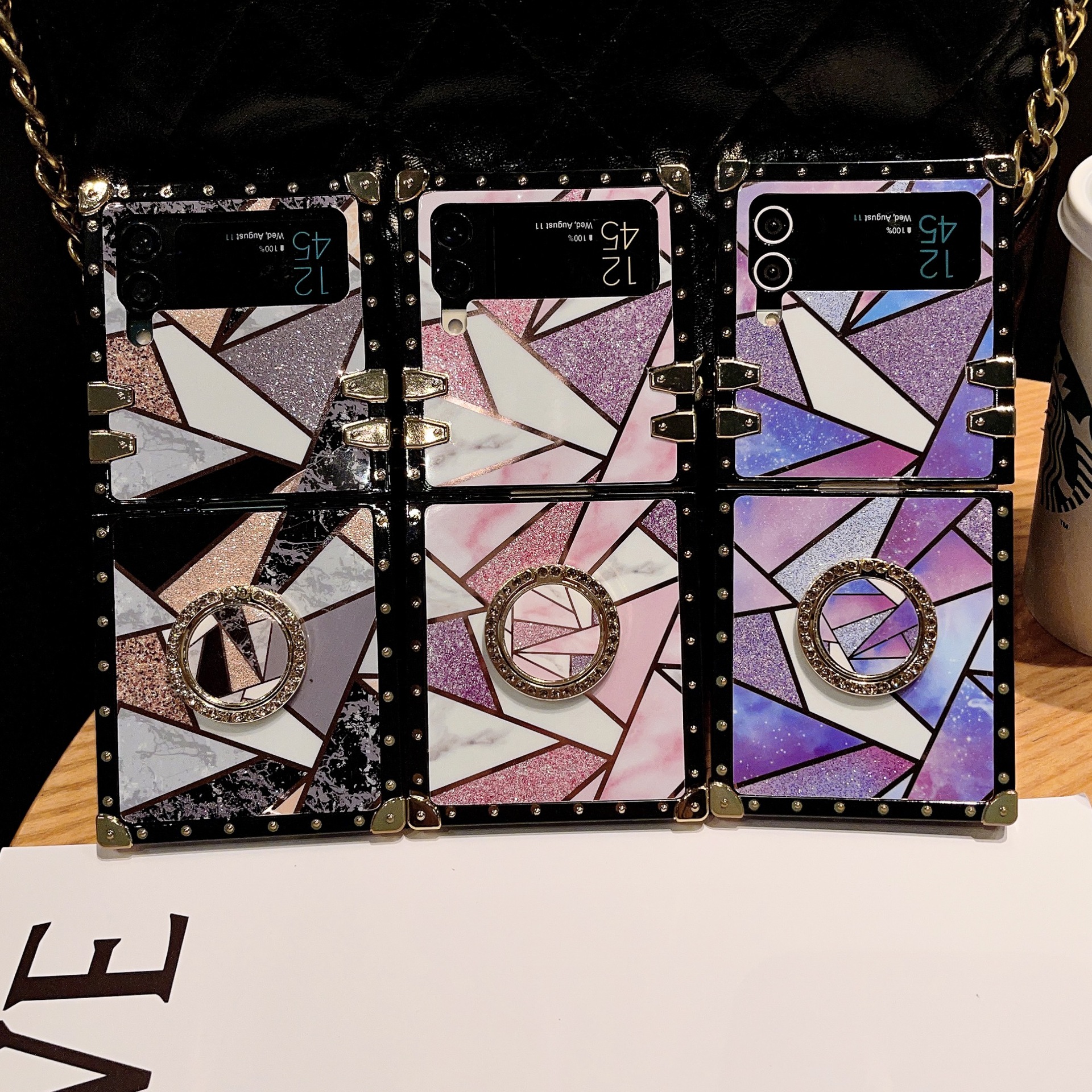 Glitter Foldable Phone Case For Samsung Z Flip 4 With Stand Holder_voghion.com