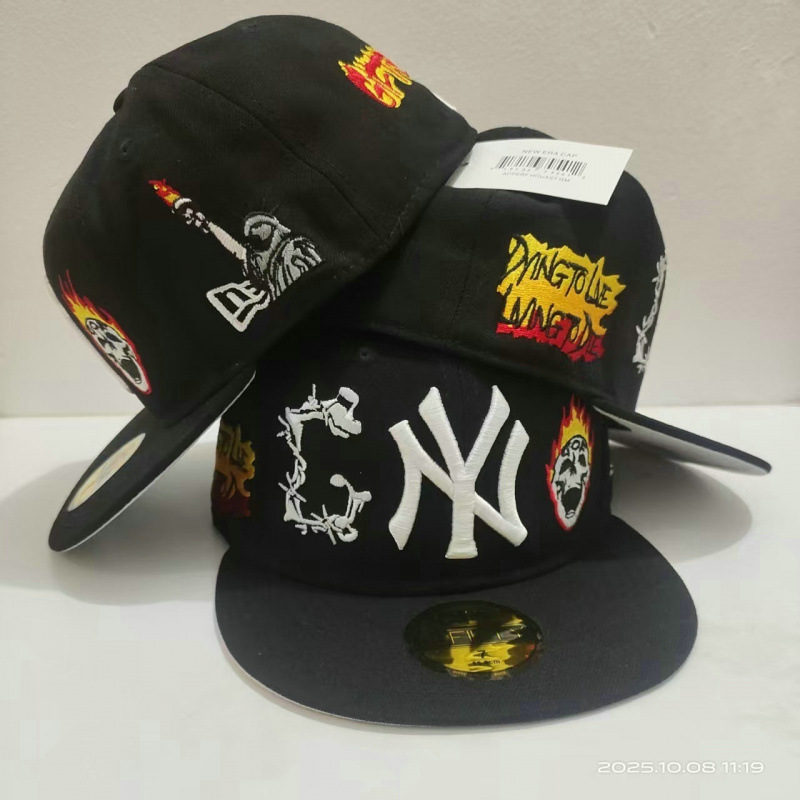 Cross - Border 2025 nuevo sombrero de béisbol MLB de comercio exterior AA patrón de sombrero de borde plano sombrero de baloncesto con aleros grandes image 18