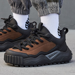 2023秋季戶外男鞋復古厚底老爹鞋運動百搭休閒鞋輕便登山齒輪鞋男