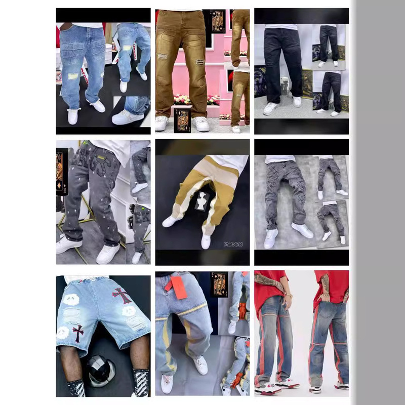 European and American original order foreign trade cut label men's quality clearance light luxury cattle original tail jeans men's pants first-line tail order