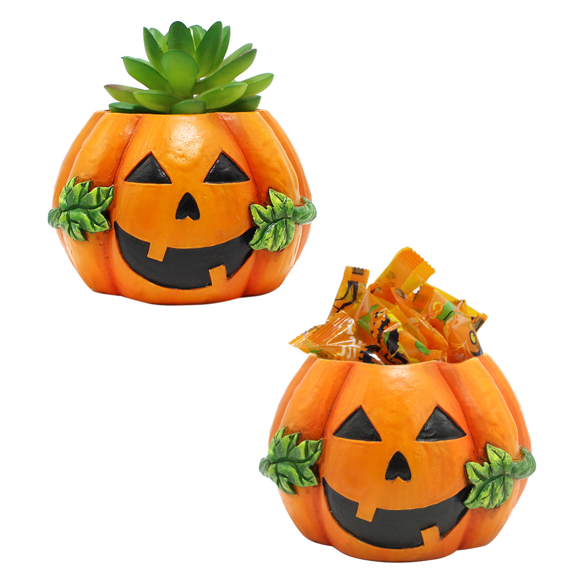  Halloween Pumpkin Flower Pot Ghost Festival Decoration Ornaments Flower Pot Home Office Desktop Small Flower Pot Holiday Ceremony
