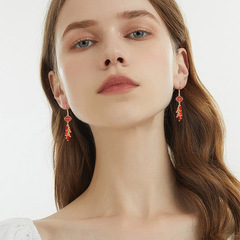 Chinese-style Personalized Long Firecracker Earrings for Women | Simple, Elegant Red Lantern Eardrops Perfect for New Year &mdash; Trendy Online-Shop Wholesale Items