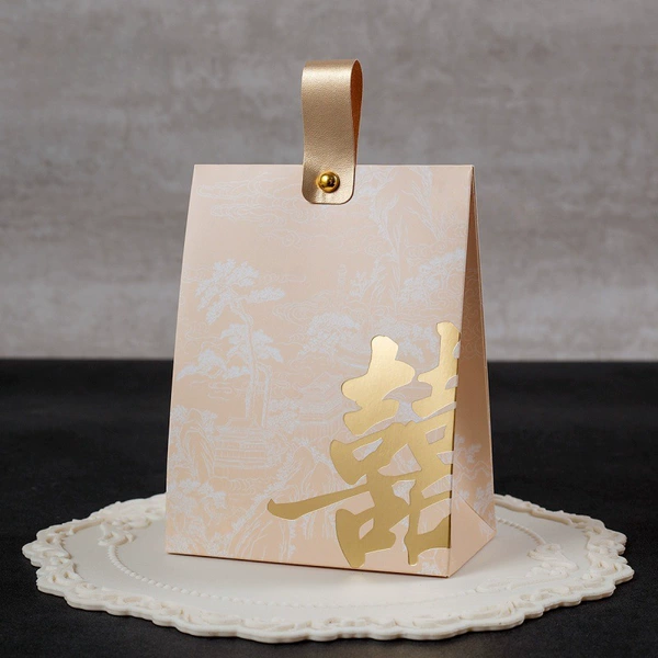 Champagne pocket box with leather strap [small size]