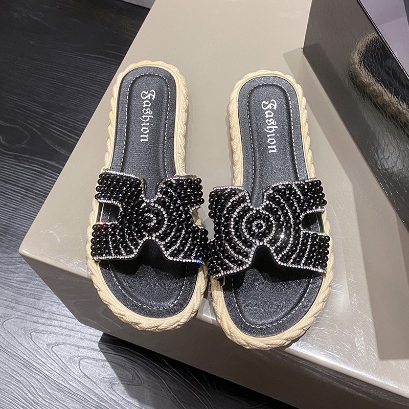 High Value Pearl Sandals For Summer Outerwear Stylish Flat Comfortable Slippers Vacation Shopping Beach Non Slip_voghion.com
