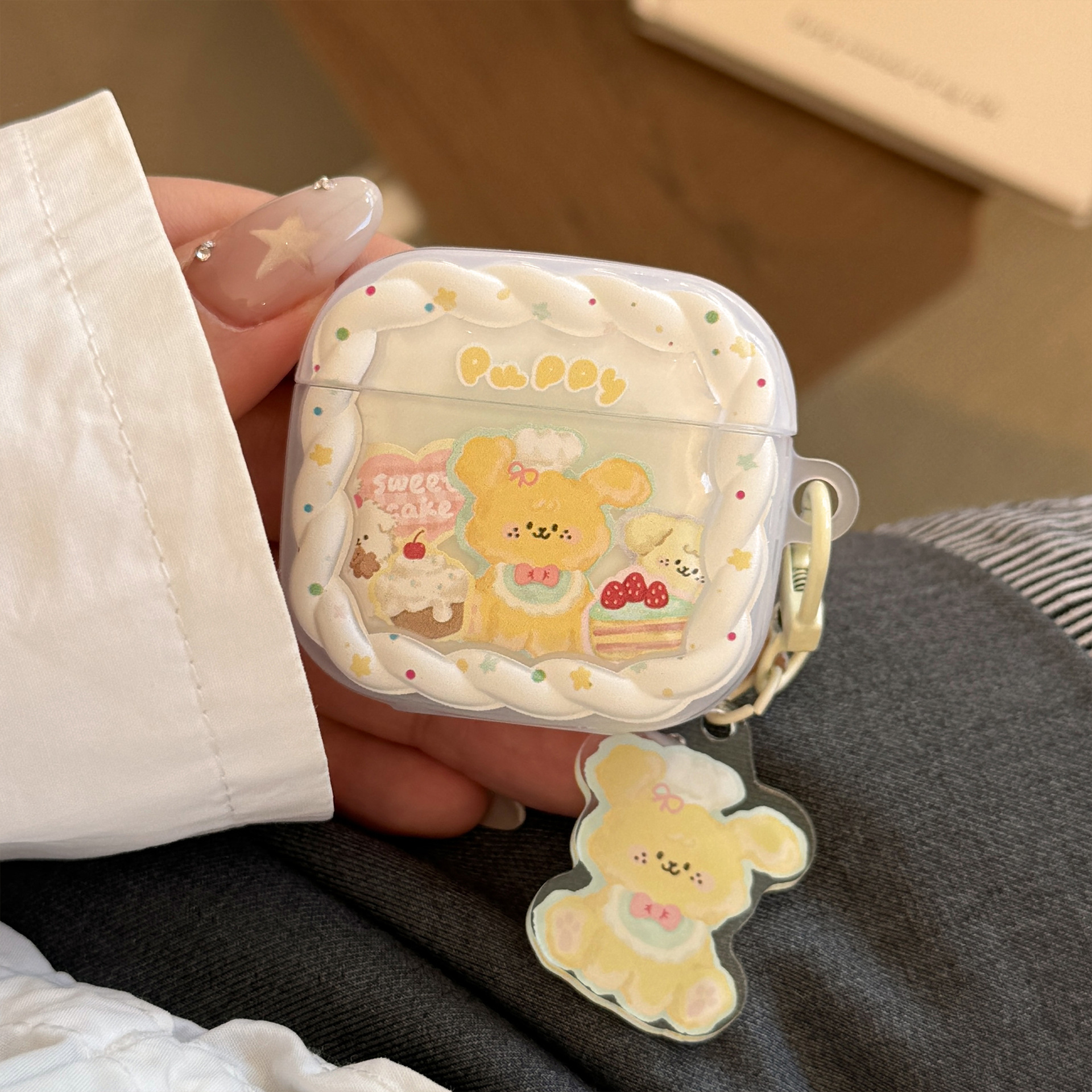 Postre perrito con colgante para Apple Airpods Pro2 cubierta 1 / 2 cubierta de auriculares bluetooth 3 generación esmerilado 4