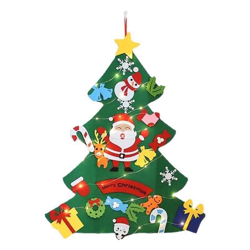 Navidad bricolaje fieltro vacaciones luces decorativas árbol de Navidad luces de colores adornos luminosos regalos para niños hecho a mano paquete de material de bricolaje