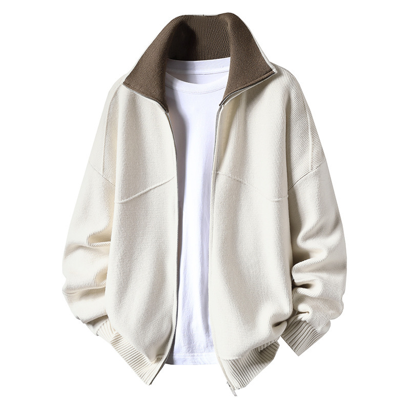 Explosiones transfronterizas europeas camisas de punto de tamaño grande suéter hombre polo camisa con la solapa cardigan chaqueta de negocios fábrica de tendencia mayorista