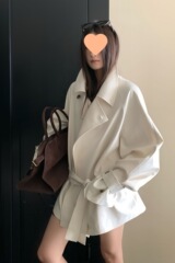 韩系风衣外套女2025秋季新款感小个子系带英伦短款气质大衣