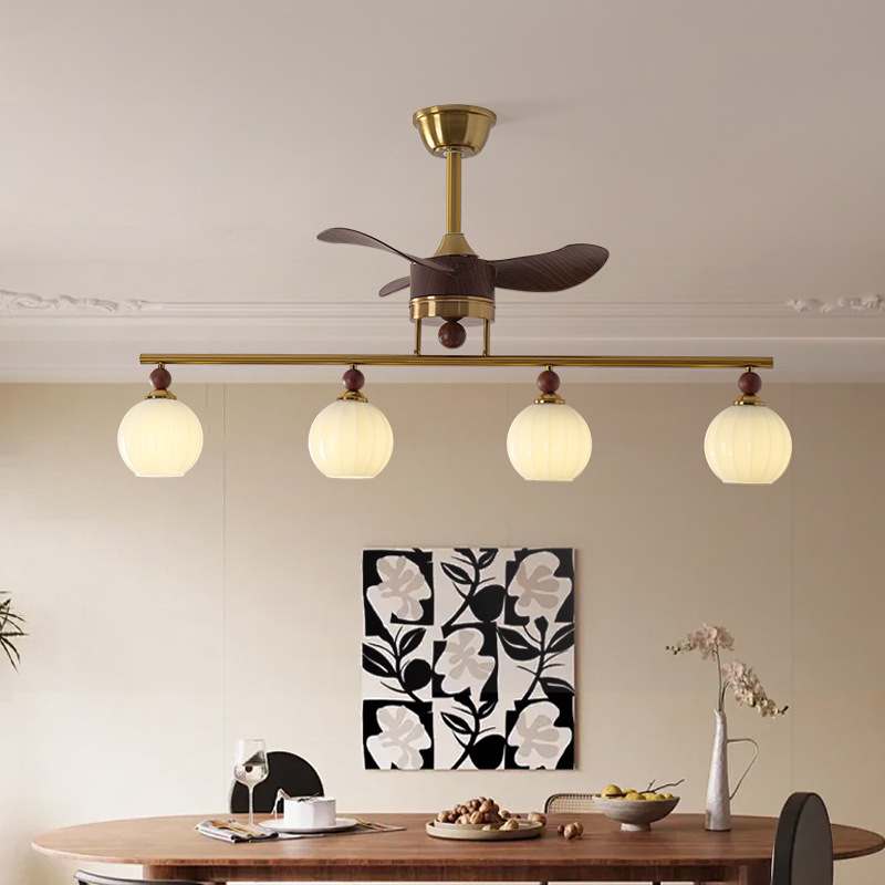 Lámpara de ventilador medieval, dormitorio principal de restaurante, lámpara de ventilador eléctrico, lámpara de ventilador de techo creativa retro francesa, lámpara de ventilador de techo de estudio americano