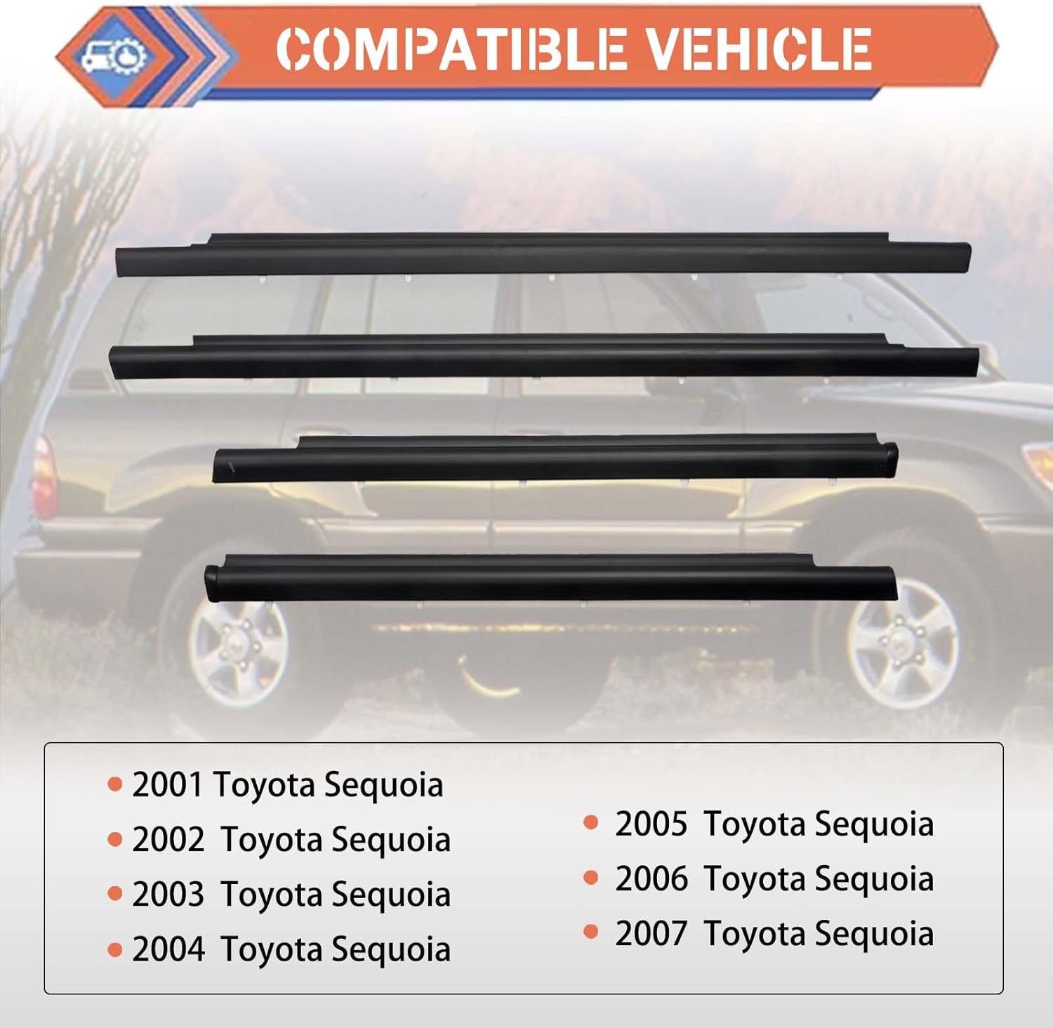 Suitable for Toyota Sequoia 01/Car Door Window Glass Seal Strip Outer Pressure Strip Seal Strip 75710-0C010