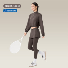 瑜伽服套装两件套秋冬外穿宽松显瘦健身服长袖薄绒保暖运动套装女