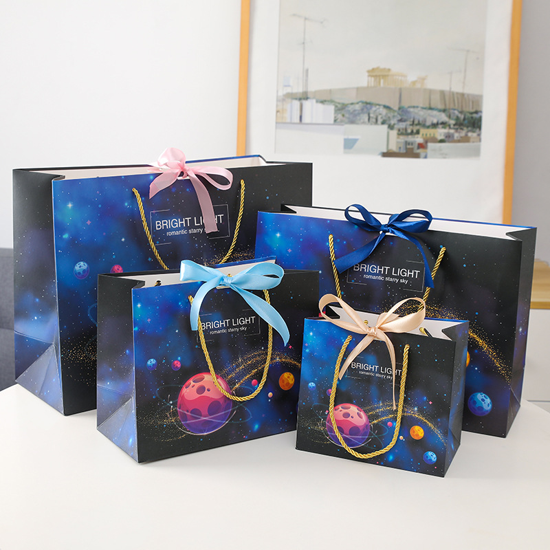 Starry Sky Space Planet Opponent Gift Bags Birthday Party Bags Gift Paper Bags Gift Packaging Bags