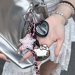 かわいいペンダント手編みロープレザーヒョウ柄キティバッグペンダントミュウ風ニッチ織りストラップキーホルダーバッグペンダント
