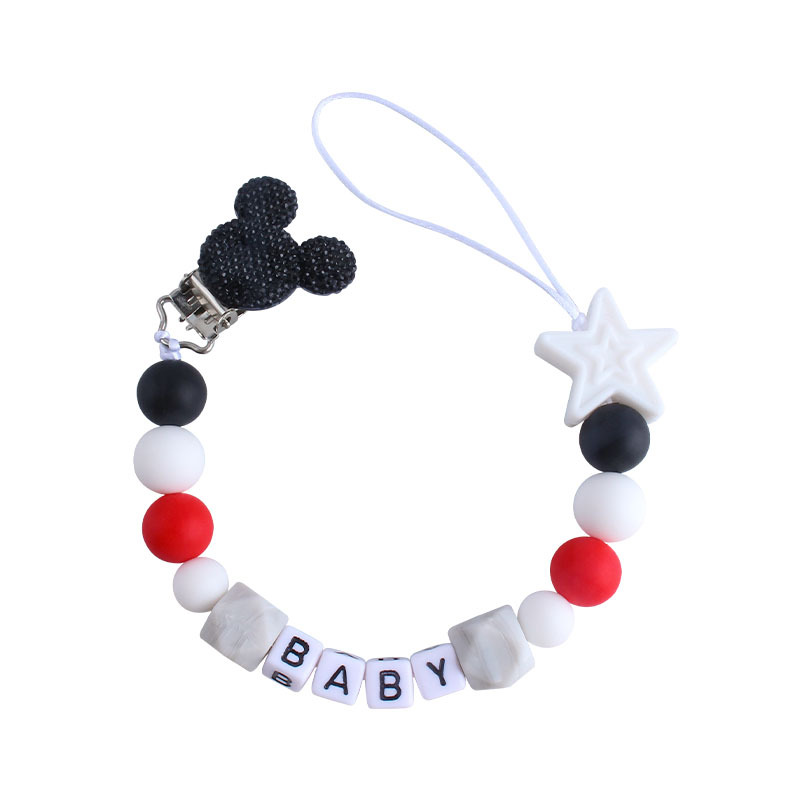 Nuevo Bebé Productos silicona mordedor chupete cadena DIY bebé nombre chupete cadena anti-perdida