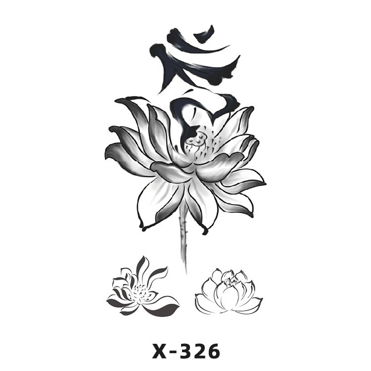 Arco de flor pequeña pegatinas de tatuaje fresco 3D dibujos animados transfronterizo Henna rosa impermeable texto en inglés pegatinas de tatuaje