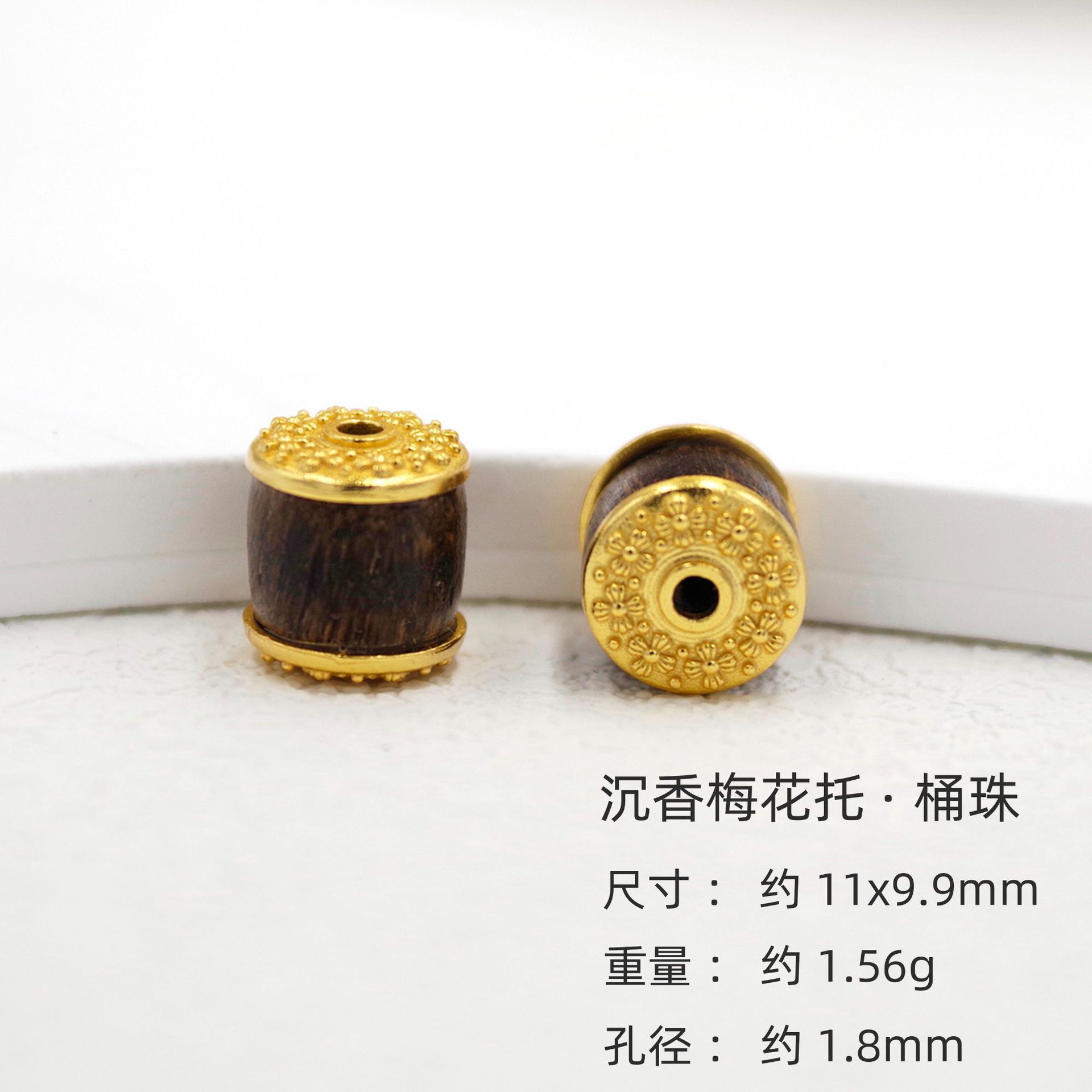 Natural Agarwood Accessories S925 Silver Gold-Plated Bracelet Necklace Bracelet Accessories DIY Handmade Spacer Beads Semi-Finished Products