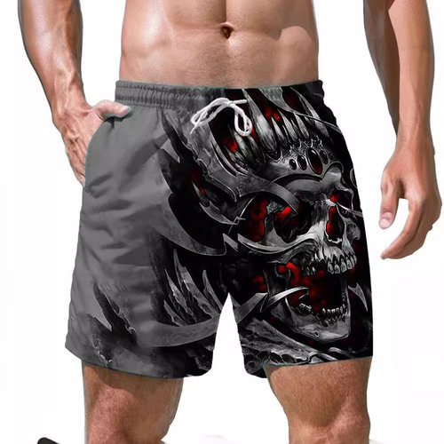 Men's 3D Short Shorts Casual Loose Men 3D Digital Personality Print Beach Shorts