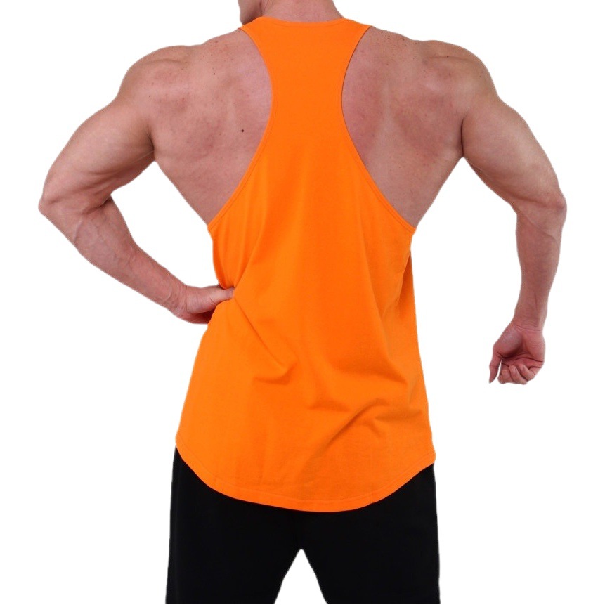 Men's cotton sports vest men's fashion brand summer solid color all-match sleeveless I-shaped running training clothes fitness clothes