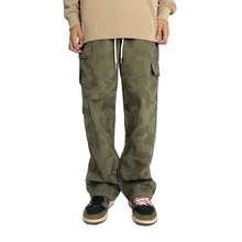 跨境美式迷彩工装裤街头复古宽松多口袋直筒百搭长裤子男