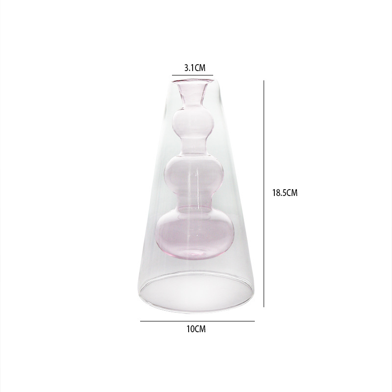 Colorido florero de cristal de doble capa de estilo europeo creativo decoración de la sala de estar hidropónico moderno minimalista flor olla hidropónica