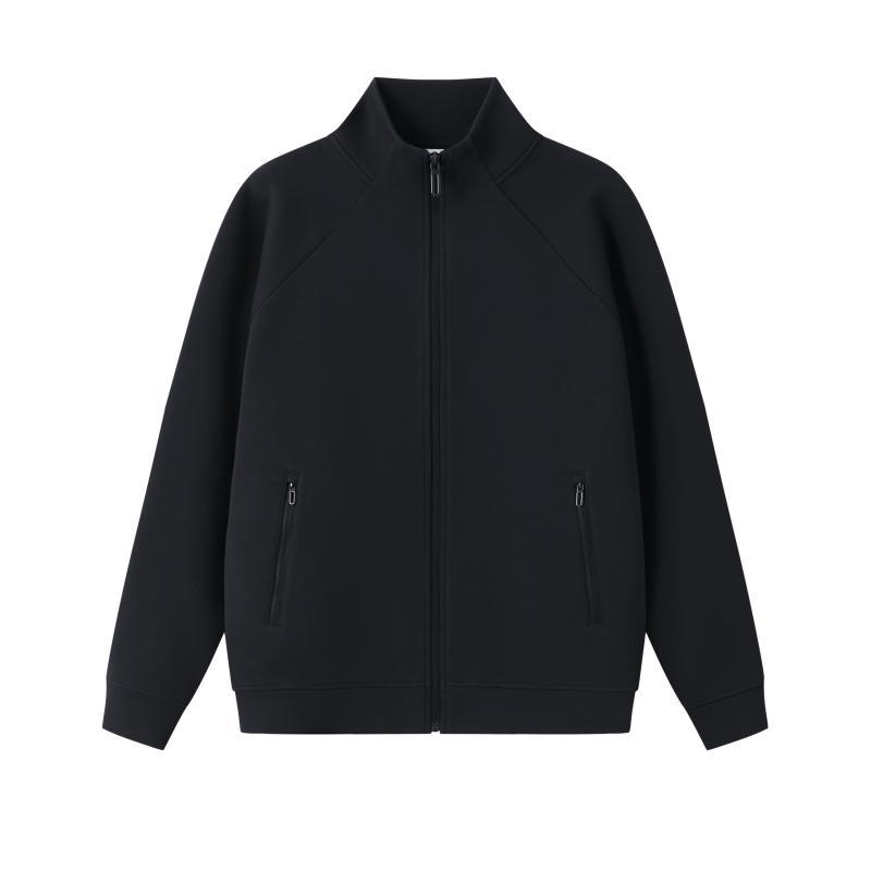 9623 # 400G raglan sleeve five-layer liquid cotton stand-up collar cardigan jacket 2026 autumn new air-layer top