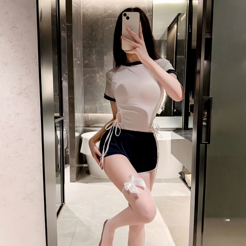 Sexy Lingerie One-Piece Skirt, No Need to Take Off Student Suit, Sexy Uniform, Two-Dimensional Tight-Fitting Swimsuit Shorts