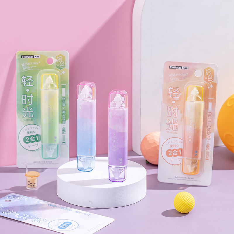 Style High-looking Double-head Correction With Dot Dispensing Two-in-one Student Dual-use Account Paste Tape Correction Tape