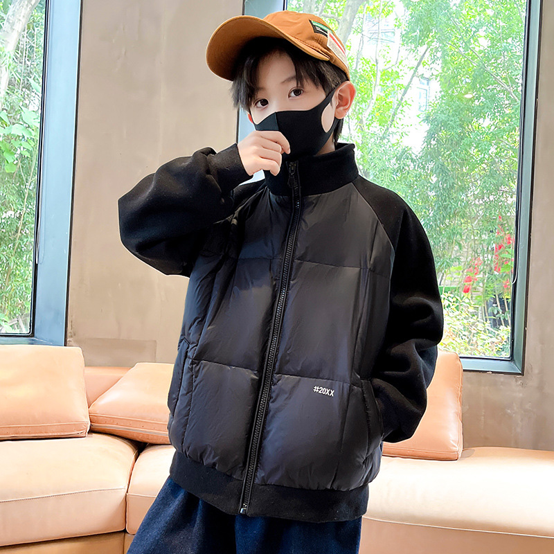 2023 New Arrival Boys' Down & Cotton-Padded Coat: Mid-to-Large Size Winter Short Padded Jacket—A Perfect School Uniform Essential, Plus-Size Thick Cotton-Quilted Outerwear for Kids