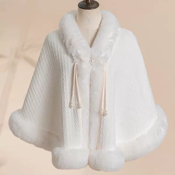 Republic of China fleece-lined Thickened New Cloak 2025 Shawl Cheongsam Elegant High-end Autumn and Winter Warm Knitted Jacket Plush