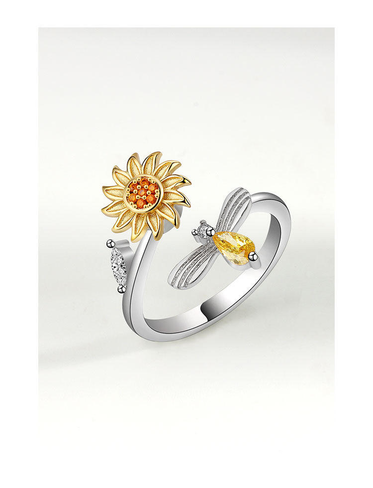 Pastoral Girasol Cobre Enchapado Anillo Abierto display picture 1