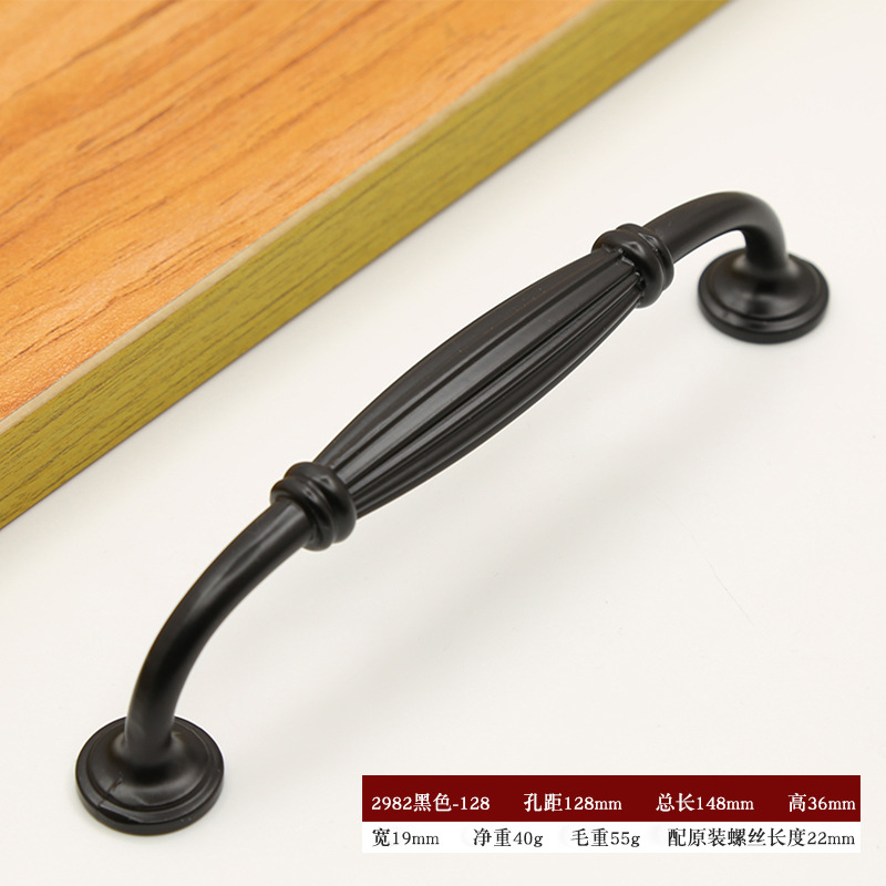Negro mango de aleación de aluminio armario manija nórdico moderno minimalista gabinete muebles mango sólido engrosada
