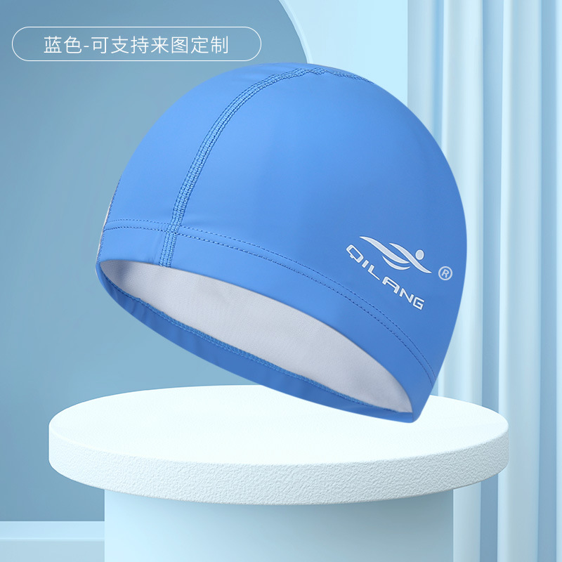 Gorro de natación impermeable adulto PU recubrimiento unisex cuidado del cabello protección del oído no-Apretar la cabeza gorra de natación al por mayor logotipo impreso