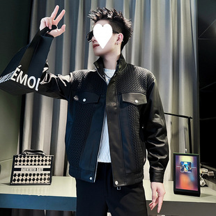 High-End Short Leather Jacket for Men Spring, Autumn and Winter 2025 New Trendyy Classy Stitching Leather Jacket for Men