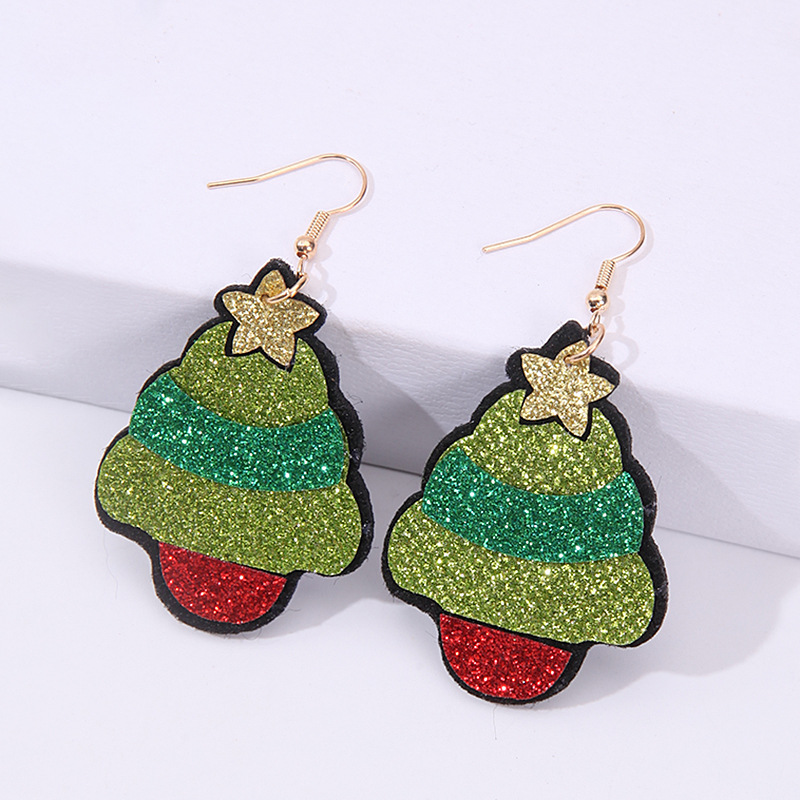 Moda Árbol De Navidad Tela Mujeres Aretes 1 Par display picture 5