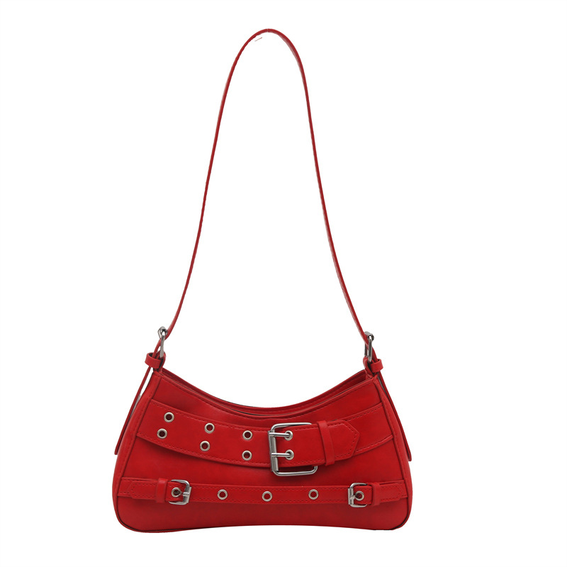 Transfronterizo 2025 primavera y verano nuevo estilo de alta calidad diseño de nicho bolso de viaje diario de un solo hombro bolso de axila con decoración de cinturón