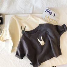 2021春装儿童休闲T恤男童3岁女童4韩版宽松上衣5宝宝兔子打底衫潮